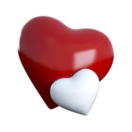 Two Red and White Hearts  3D Icon