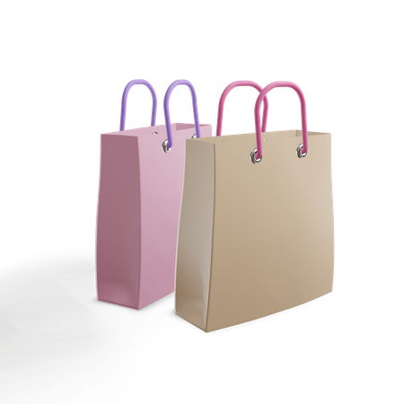 Two Shopping Bags  3D Illustration