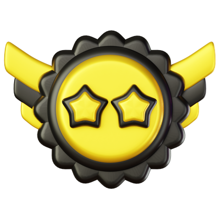 Two Star Badge  3D Icon