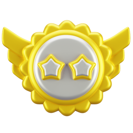 Two Star Badge  3D Icon