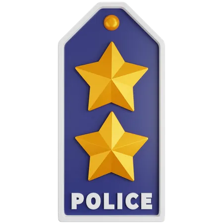 3 D Icon Illustration Two Star Police Rank 3D Icon