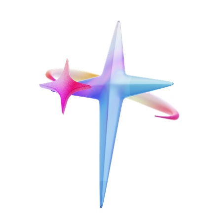 Two Star With Orbit Shape  3D Icon