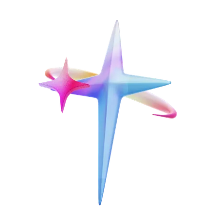 Two Star With Orbit Shape  3D Icon