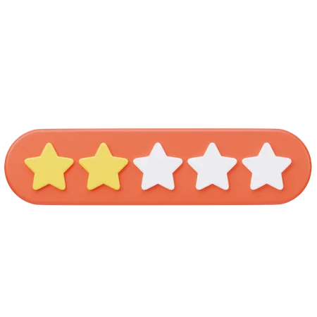 Two Stars Rating  3D Icon