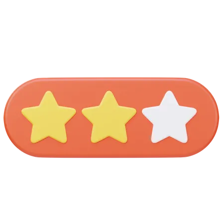 Two Stars Rating  3D Icon