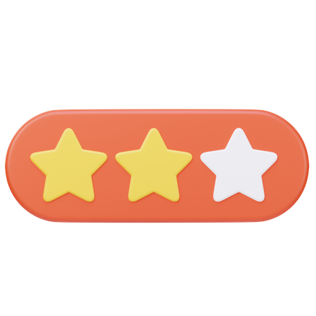 Two Stars Rating  3D Icon