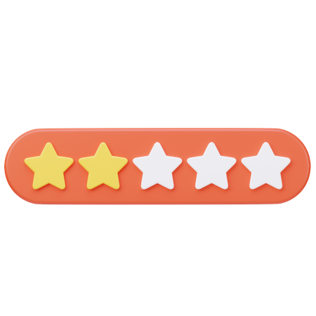 Two Stars Rating  3D Icon
