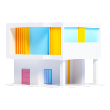 Two Story Modern House  3D Icon