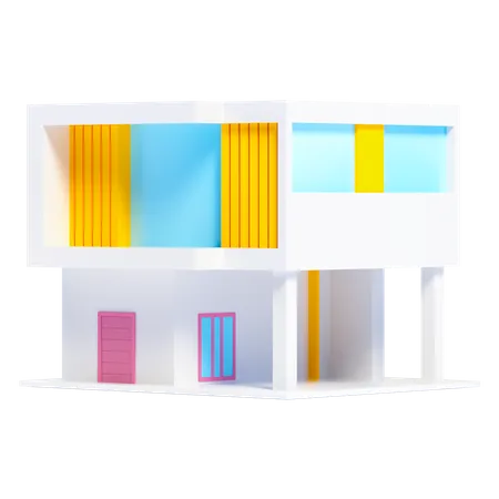 Two Story Modern House  3D Icon