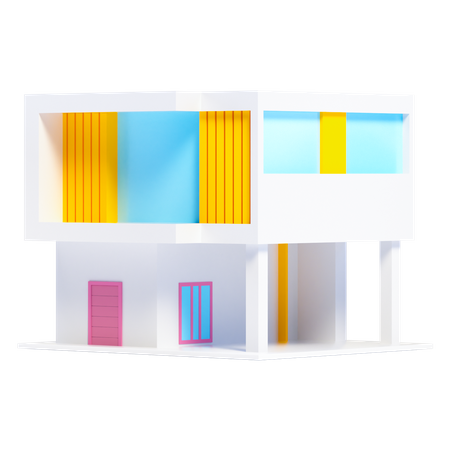 Two Story Modern House 3D Icon