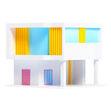 Two Story Modern House 3D Icon