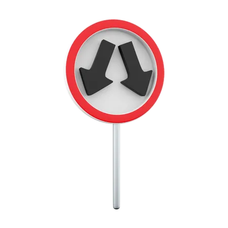 3 D Render Icon Two Way Road Sign 3 D Render Icon Two Way Road Sign On A White Background 3D Icon