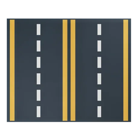 3 D Two Way Road Llustration Alpha Background 3D Icon