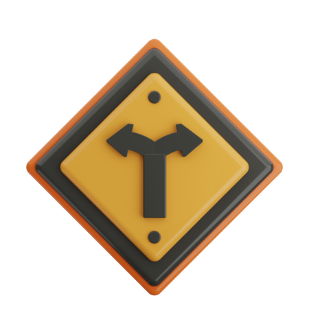 Two Way Road Split  3D Icon