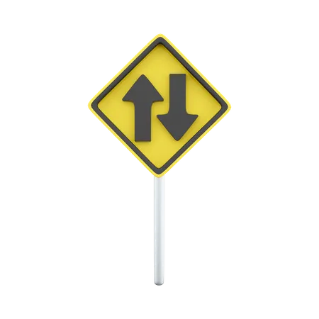 3 D Render Icon Two Way Traffic Sign U S Two Way Traffic Sign 3 D Render Cartoon Icon On White Background 3D Icon