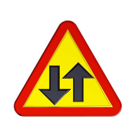 Two Way Traffic Road Sign  3D Icon