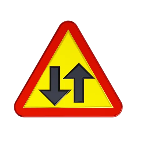 Two Way Traffic Road Sign  3D Icon
