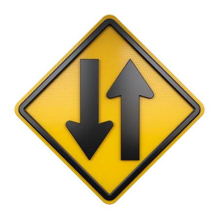 Two Way Traffic Sign 3D Icon