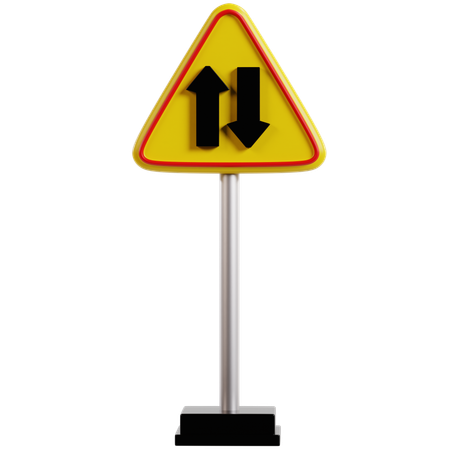 Two Way Traffic Warning Sign  3D Icon