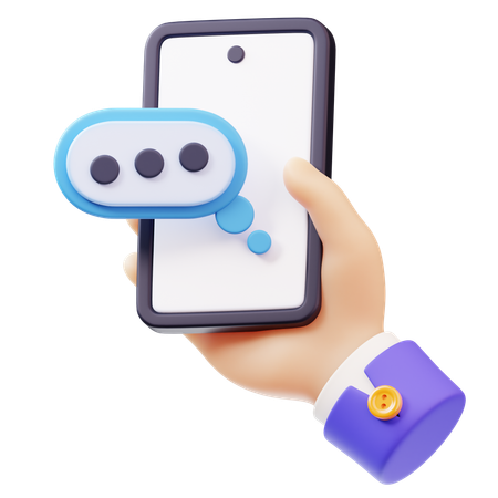 Typing Indicator with Hand Holding Smartphone  3D Icon