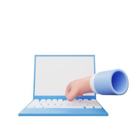 Typing On Laptop Hand Gesture  3D Illustration