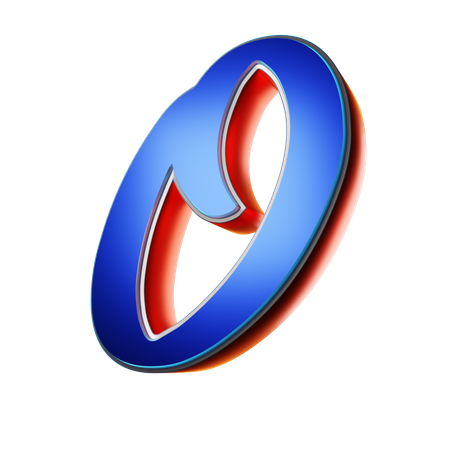 Typography Capital Letter O  3D Icon