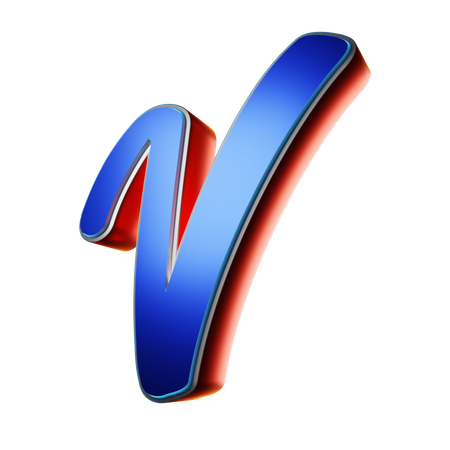 Typography Capital Letter V  3D Icon
