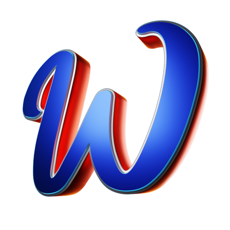 Typography Capital Letter W  3D Icon