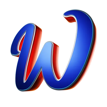 Typography Capital Letter W  3D Icon