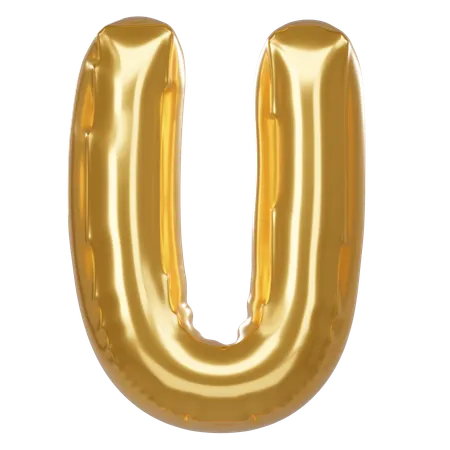 U Alphabet 3 D Illustration In Golden Balloon Style 3D Icon