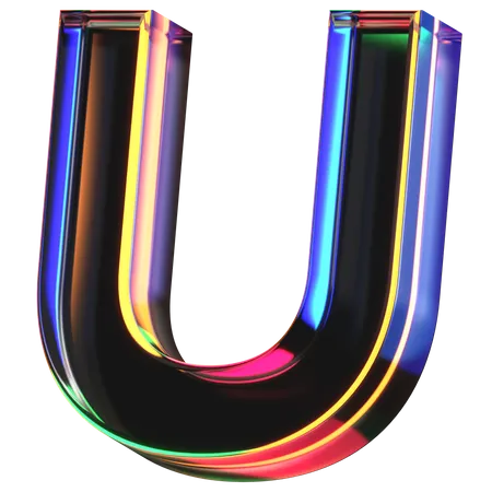 3 D Icon Of A Glass Letter U 3D Icon