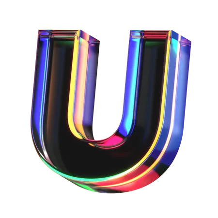 3 D Icon Of A Glass Letter U 3D Icon