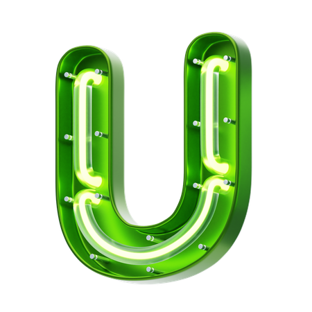 U Letter Shape Neon Text  3D Icon