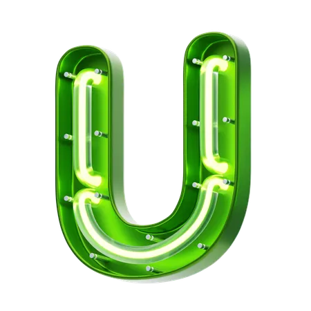 U Letter Shape Neon Text  3D Icon
