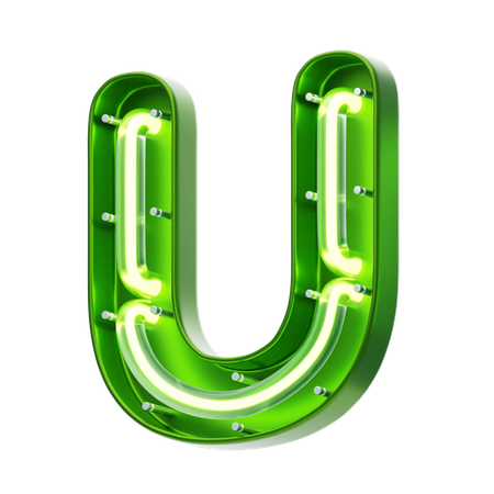 U Letter Shape Neon Text  3D Icon