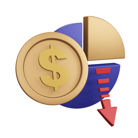 U S Dollar Decrease Money Chart  3D Icon