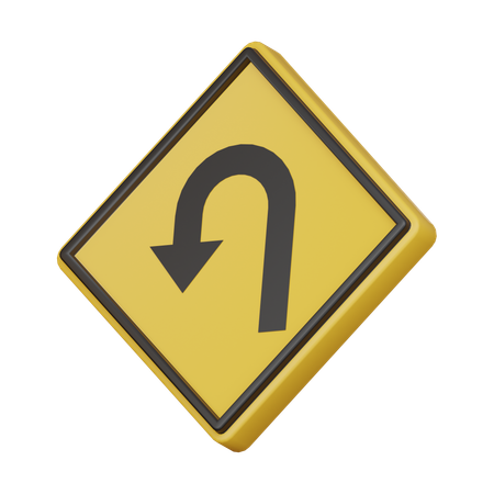 U trun ahead sign  3D Icon