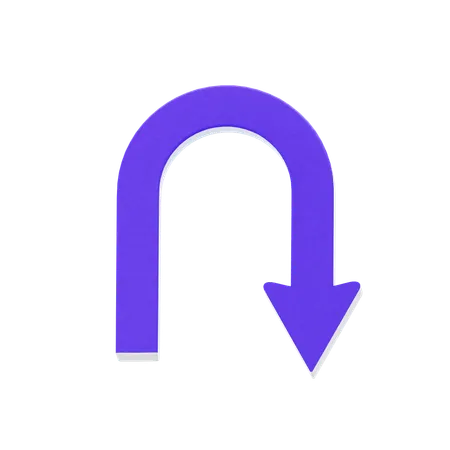 U Turn Right  3D Icon