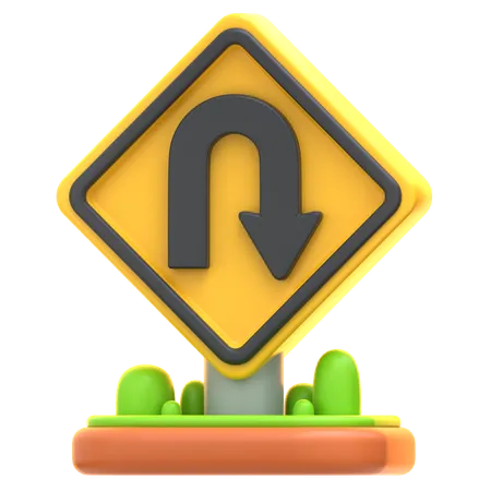 U Turn Sign  3D Icon