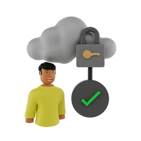 Überprüfen Sie die Cloud-Sicherheit  3D Illustration