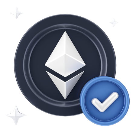 Überprüfen Sie die Ethereum-Münze  3D Icon