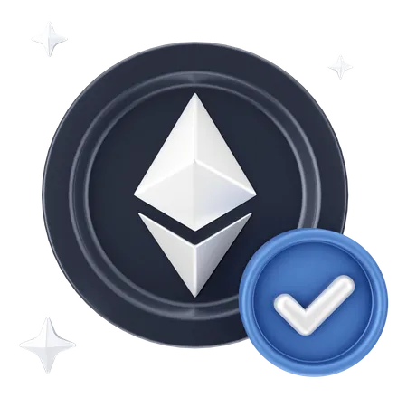 Überprüfen Sie die Ethereum-Münze  3D Icon