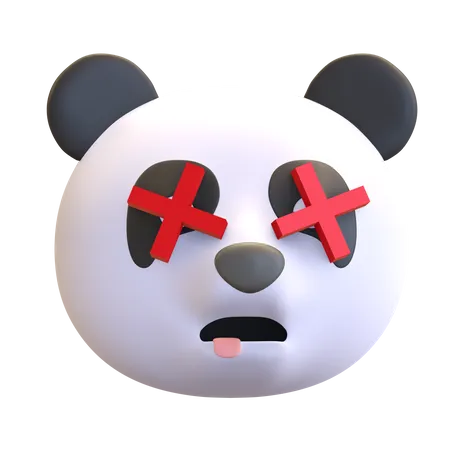 Toter Panda Gesicht Emoticon Cartoon 3 D Render Illustration 3D Emoji