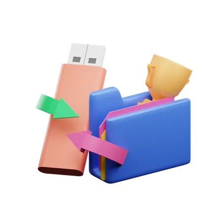 Auf USB übertragen  3D Illustration