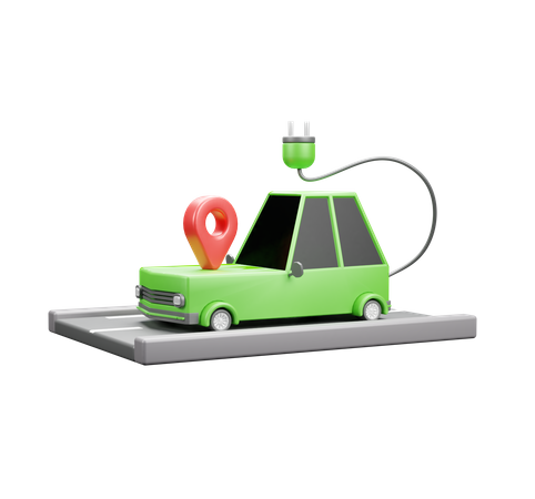 Ubicación del coche eléctrico  3D Icon