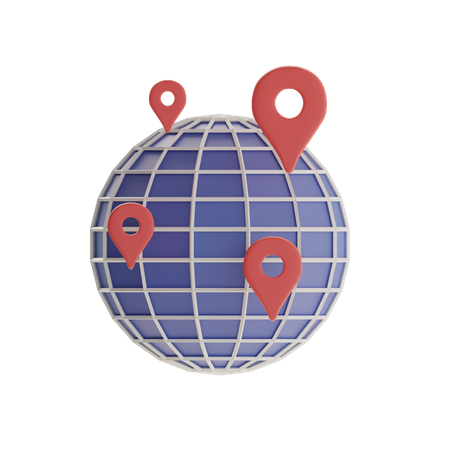 Ubicación del globo  3D Icon