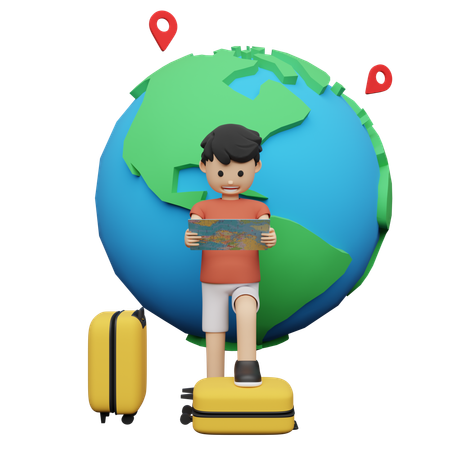 Ubicación del turista en el mapa  3D Icon