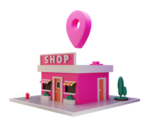 Ubicación de la tienda  3D Illustration
