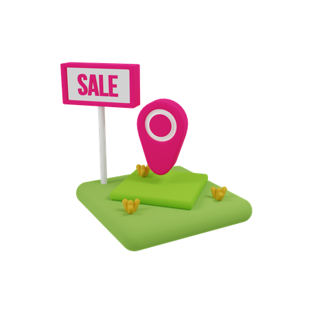 Pin de ubicación de venta  3D Illustration