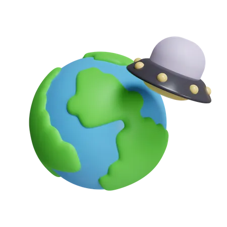 Ufo Above The Earth  3D Icon